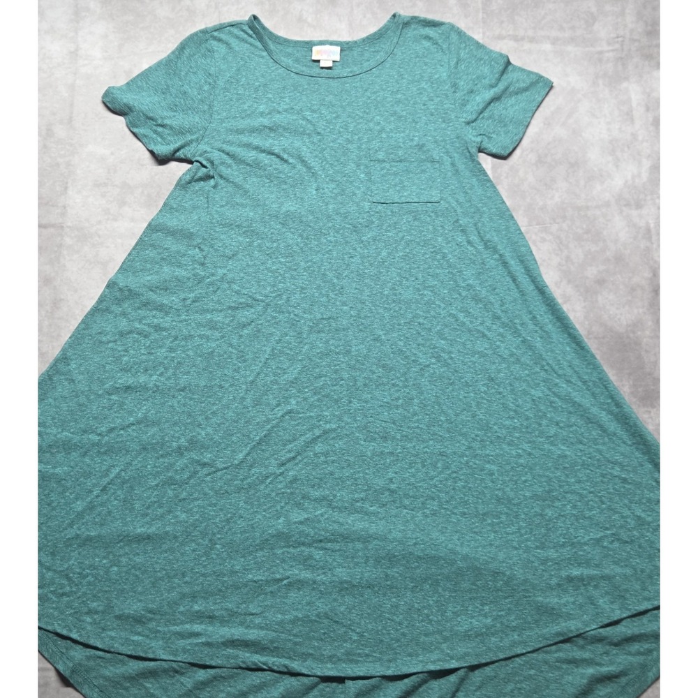 LuLaRoe Carly Swing High Low Dress Wms XS Heathered Green Flowy Lightweight Boho